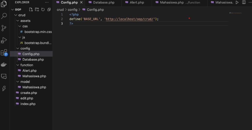 Struktur folder crud di dalam htdocs