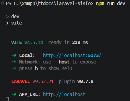 Proses NPM Run Dev